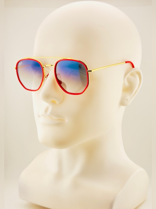 Ray-Ban Accessories - Ray-Ban Scuderia Ferrari Sunglasses RB3748M Gold Frame Light Blue Gradient Lens